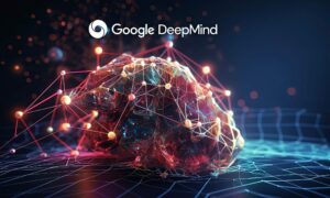 a brain with the google deep mind logo above it.